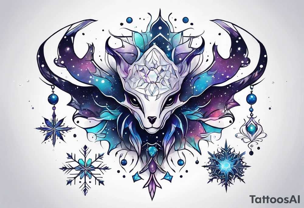 Constellation, animal alien, snowflake tattoo idea