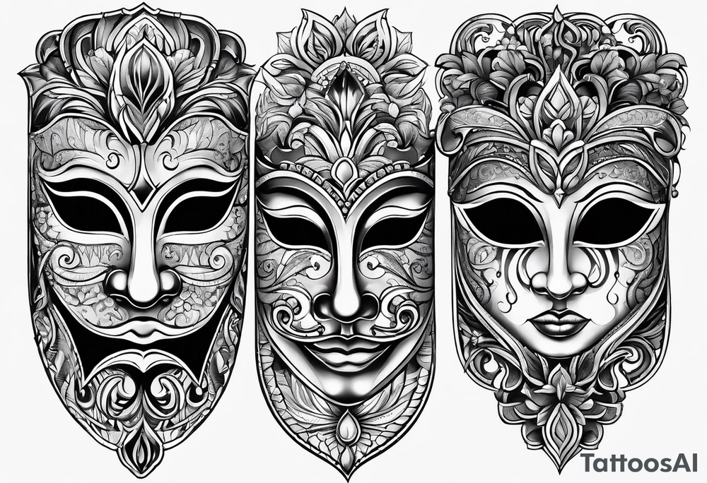 happy and sad masks from theatre tattoo idea