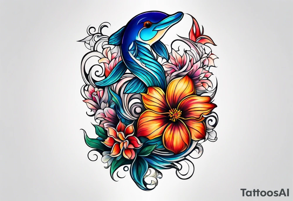 sea, night, flower, republic dominicana tattoo idea