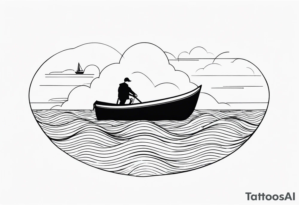 BOAT IN SEA WITH PEOPLE tattoo idea