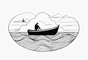 BOAT IN SEA WITH PEOPLE tattoo idea
