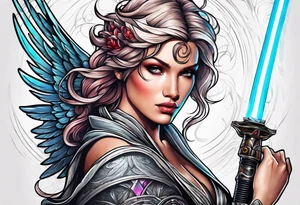 Angel with a lightsaber tattoo idea