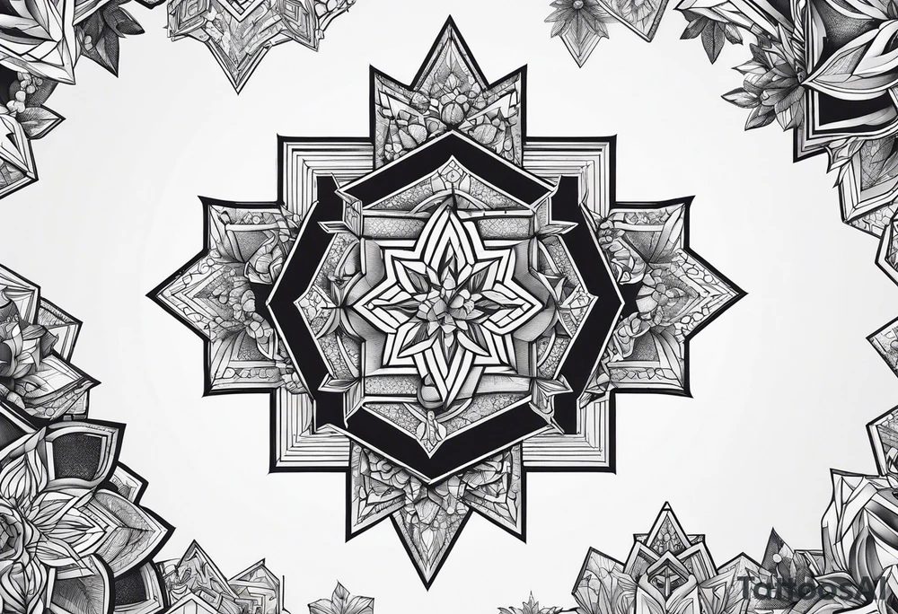 Hexagon linked small snow crystal cloud tattoo idea