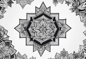 Hexagon linked small snow crystal cloud tattoo idea