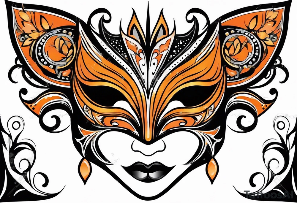 Masquerade mask that is orange and black tattoo idea