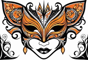 Masquerade mask that is orange and black tattoo idea