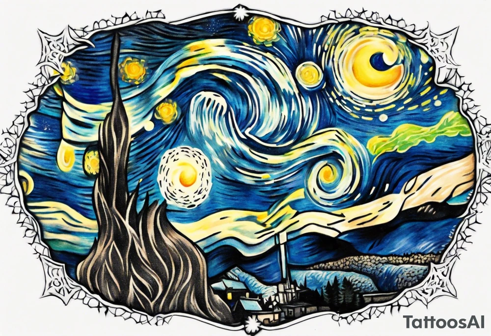starry nights van gogh tattoo idea