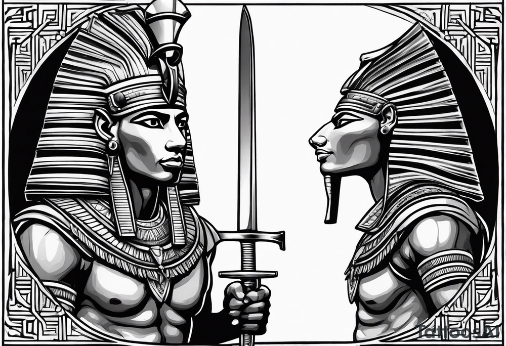realistic egyptian warrior in profile with a sword in his hand. tattoo idea realistic egyptian warrior in profile with a sword in his hand. tattoo idea
