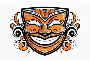 Laughing mask that is orange and black tattoo idea