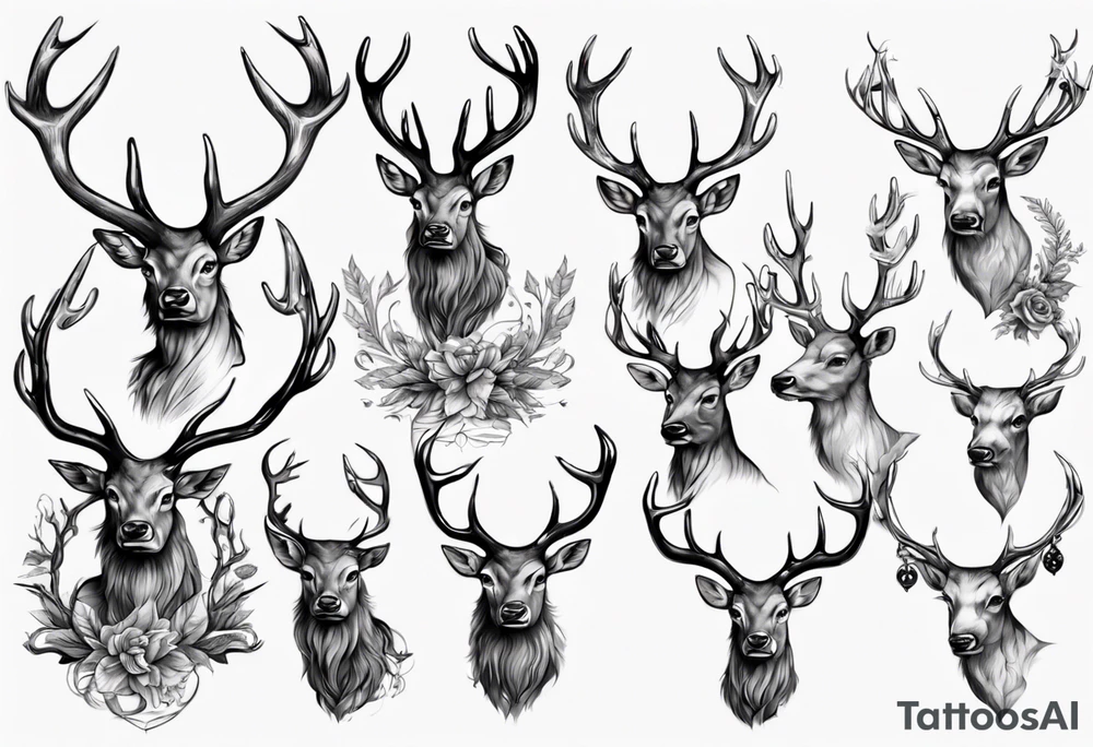 Majestic stag with antlers tattoo idea