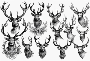 Majestic stag with antlers tattoo idea