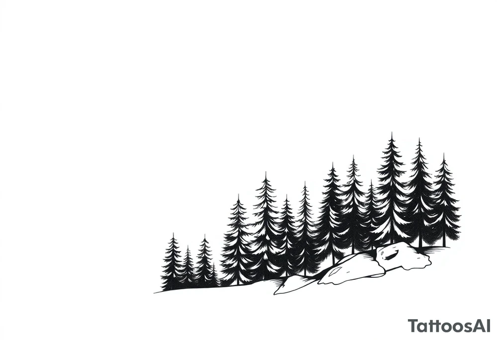 Coniferous forest tattoo sleeve black and gray tattoo idea Coniferous forest tattoo sleeve black and gray tattoo idea