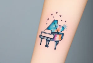 Grand piano under stars tattoo idea