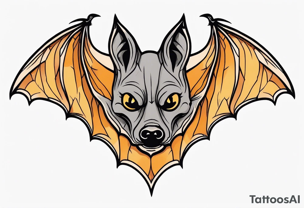Bat face traditional Knee tattoo in fall colors tattoo idea