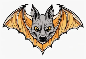 Bat face traditional Knee tattoo in fall colors tattoo idea