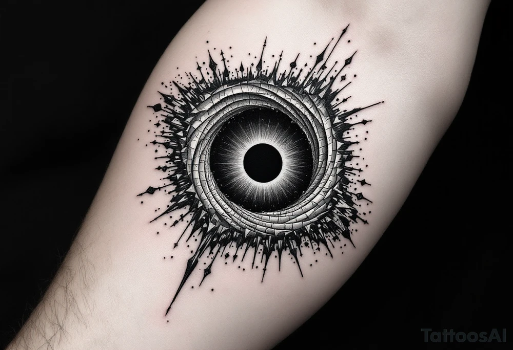 2 different worlds on both sides of a black hole tattoo idea