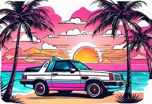 1980'S BOOM BOX MIAMI VICE STYLE, BEACH , PALM TREES, MUSIC NOTES tattoo idea