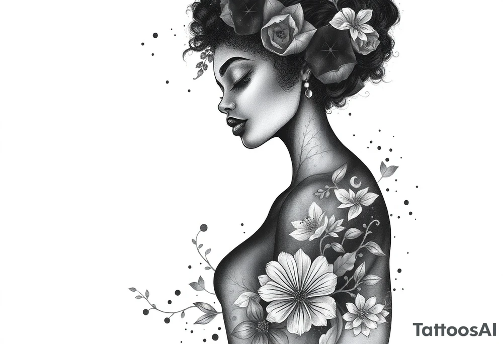 black woman stepping into a stronger, wiser version of yourself tattoo idea