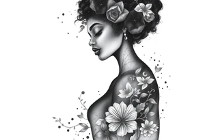 black woman stepping into a stronger, wiser version of yourself tattoo idea