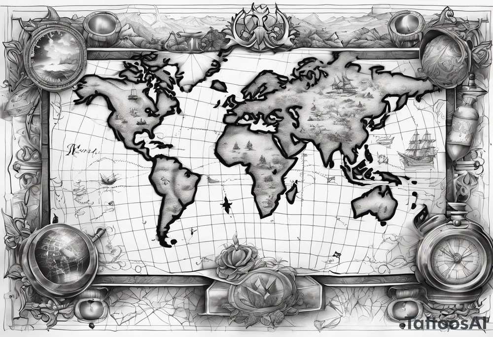 Treasure map for chest tattoo idea