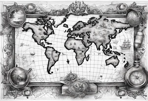 Treasure map for chest tattoo idea