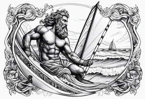 Poseidon als Windsurfer tattoo idea