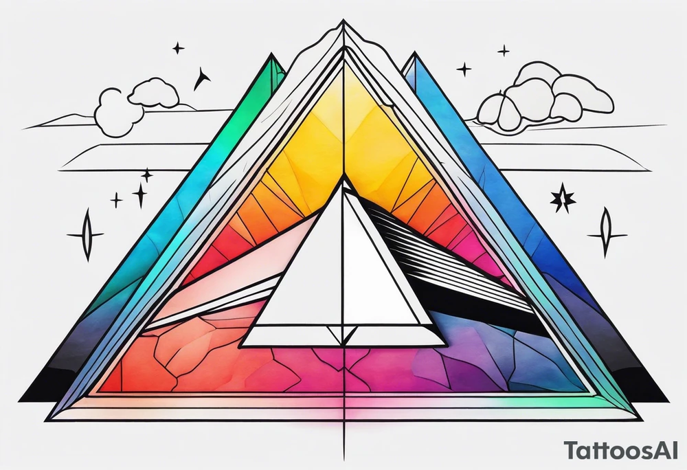 prism light similar to dark side of the moon cover tattoo idea