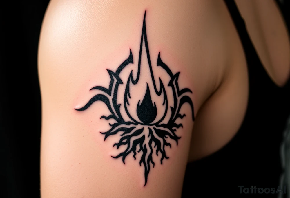 a flame imprisoned in a roots cage tattoo idea