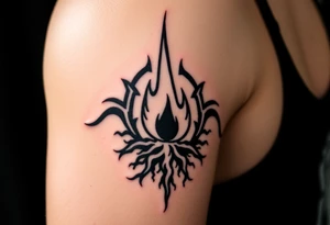 a flame imprisoned in a roots cage tattoo idea