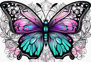 Purple Teal and Pink butterfly tattoo idea