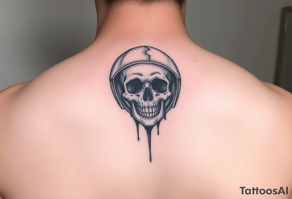 Someone in space with a cracked helmet and the skull inside tattoo idea