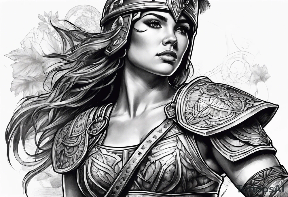 Female gladiator full body tattoo idea