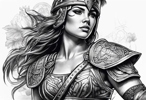 Female gladiator full body tattoo idea