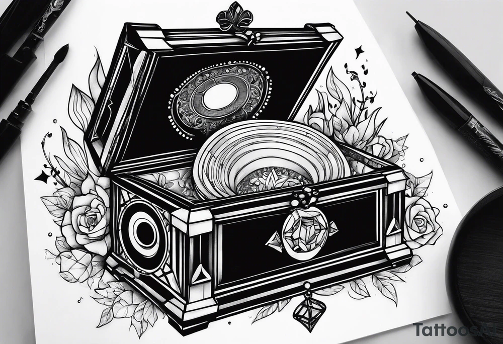 music jewelry box tattoo idea
