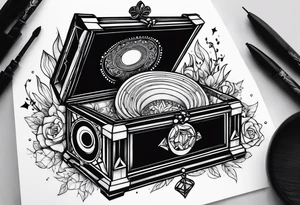 music jewelry box tattoo idea