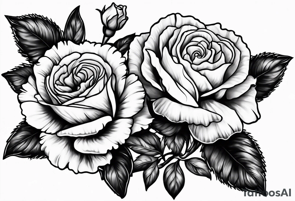 Carnation,rose bouquet tattoo idea