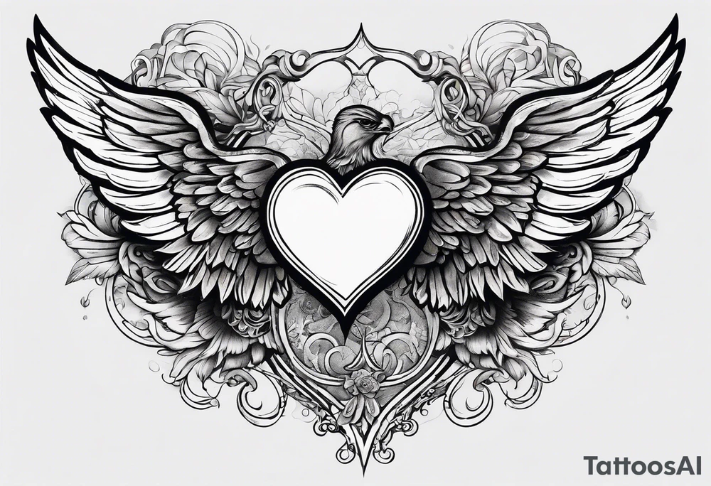 heart with wings surrounded with wings tattoo idea
