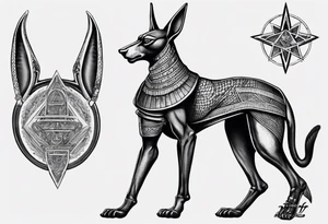 anubis , with his scales  druze star incorporated tattoo idea