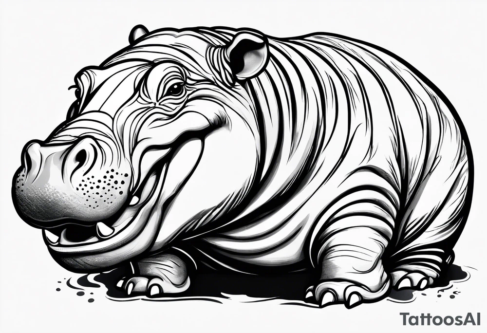 Baby hippo laughing tattoo idea