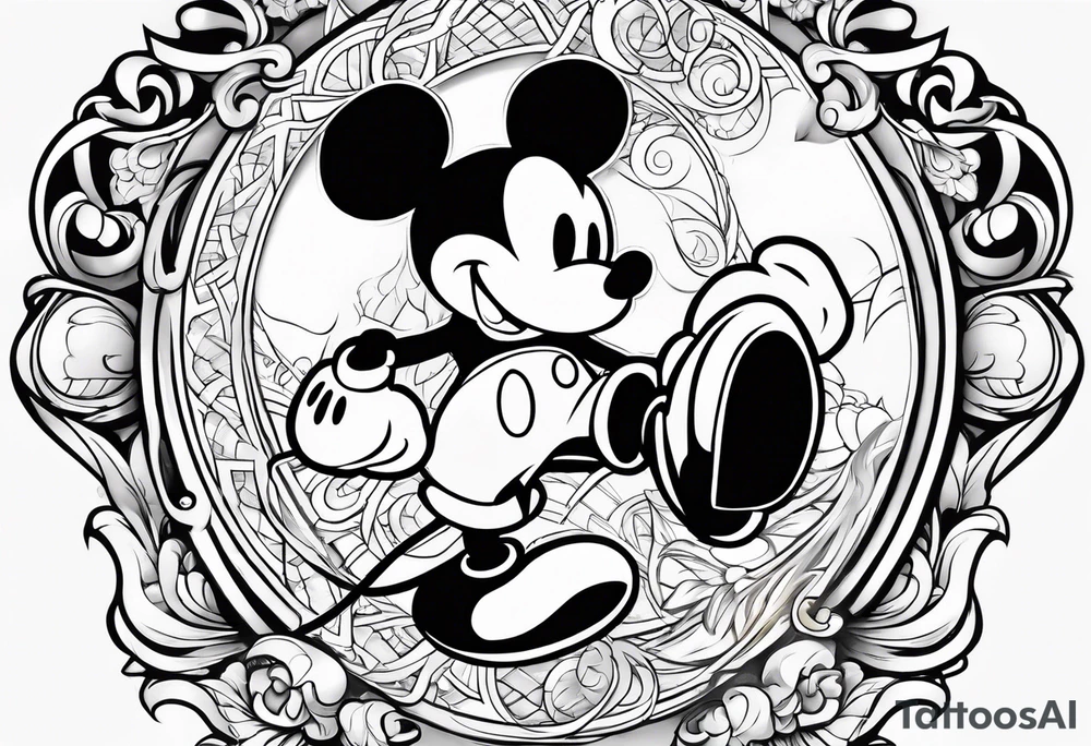 mickey mouse in mortal combat style tattoo idea