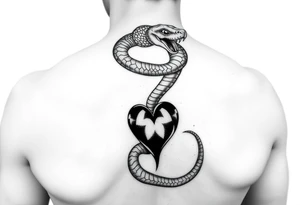 Can you give an example of a snake tattoo that wraps around the elbow and ends on the forearm on the ulnar side? With the words jealous, shame, and black heart subtly incorporated. tattoo idea
