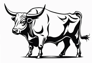 back of wallstreet bull with balls between legs tattoo idea