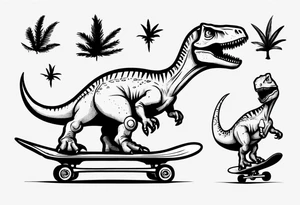 dinosaur riding a skateboard tattoo idea