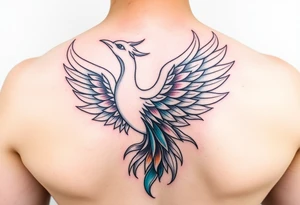 A feminine Phoenix in a rainbow of colors tattoo idea