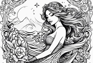 A beautiful and singing mermaid tattoo idea