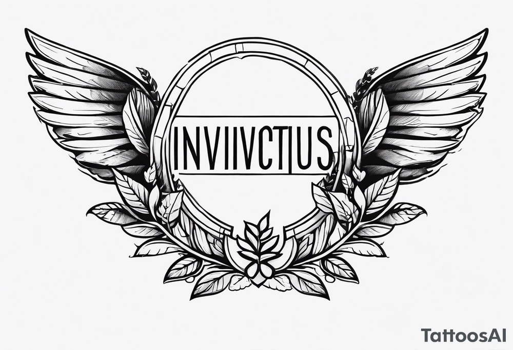 WING, SNAKE, LAUREL WREATH AND THE WORD INVICTUS tattoo idea