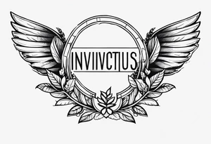 WING, SNAKE, LAUREL WREATH AND THE WORD INVICTUS tattoo idea