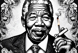 Nelson Mandela smoking cigarette tattoo idea