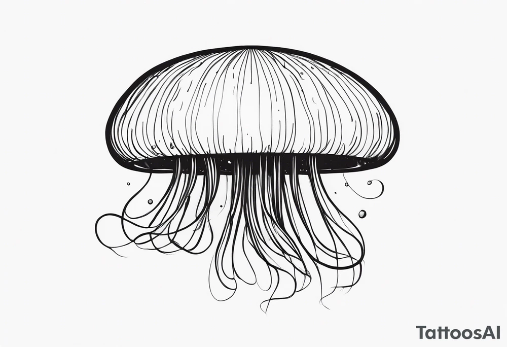 a jellyfish, with the word "Wisp" in cursive writing tattoo idea