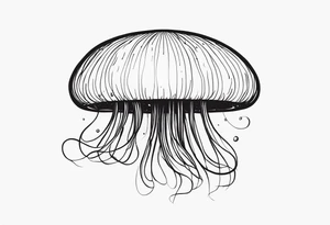 a jellyfish, with the word "Wisp" in cursive writing tattoo idea